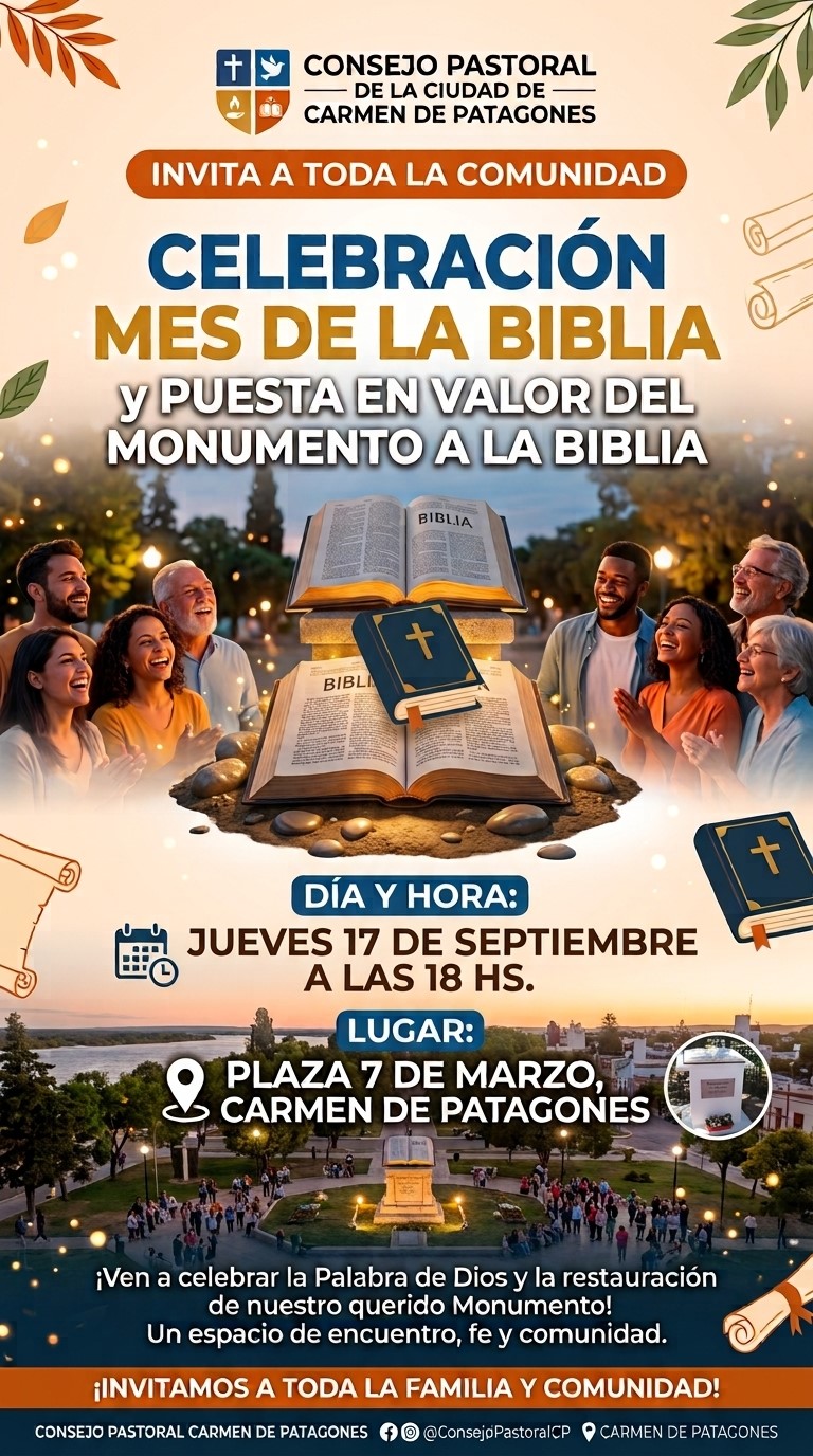 Carmen Patagones | Celebración Mes de la Biblia, Plaza 7 de marzo.